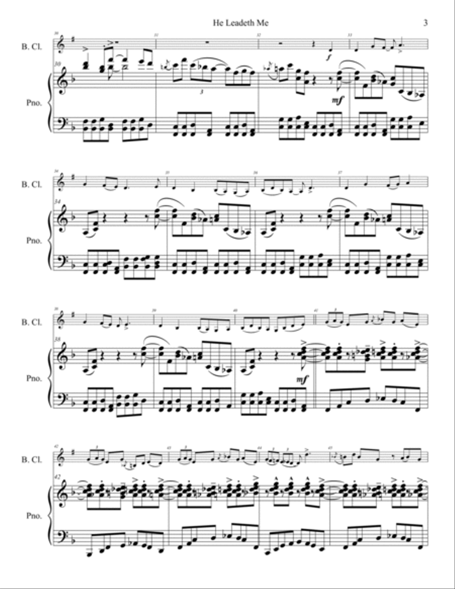 He Leadeth Me for Bass Clarinet Bass Clarinet scores gallery preview page 4