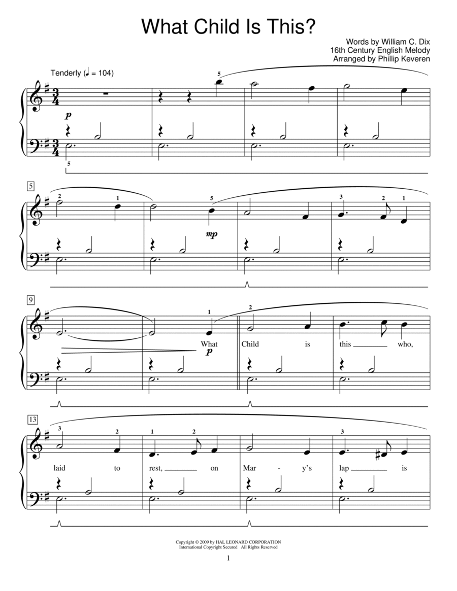 What Child Is This? (arr. Phillip Keveren) Piano Method scores gallery preview page 1