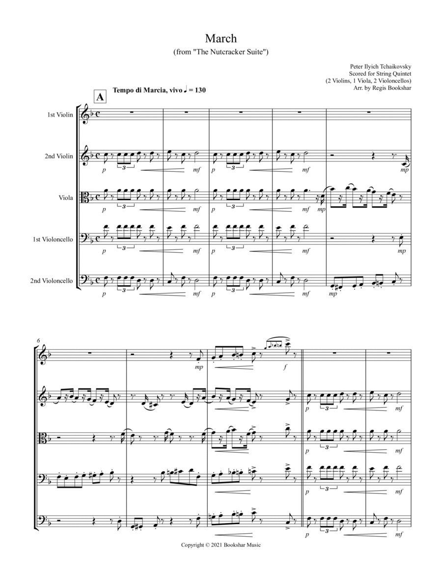 March (from "The Nutcracker Suite") (F) (String Quintet - 2 Violins, 1 Viola, 2 Cellos)