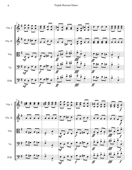 Trepak-Russian Dance, from The Nutcracker for intermediate children string orchestra. SCORE & PARTS. image number null