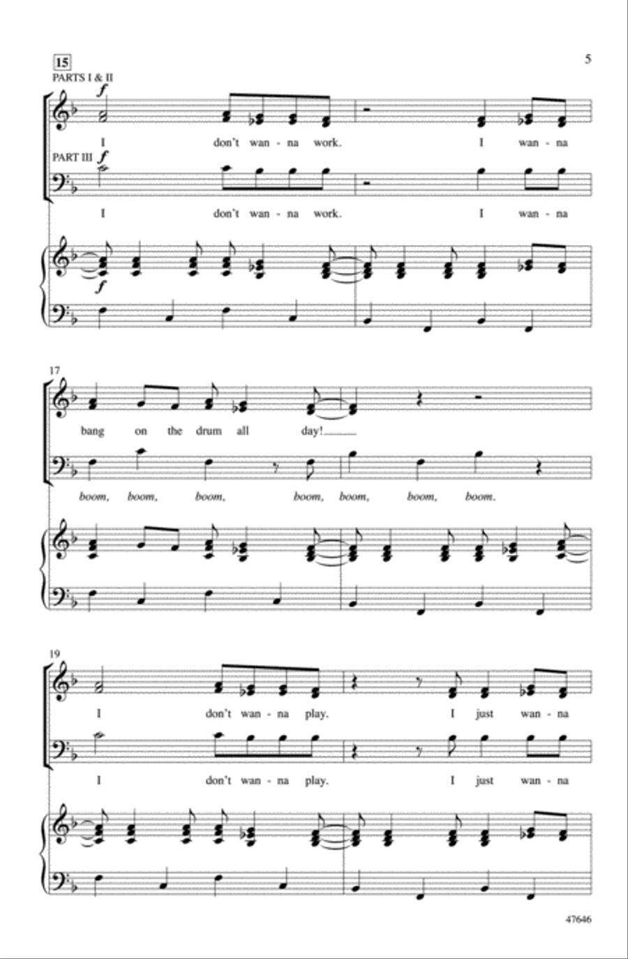 Bang the Drum All Day Choir scores gallery preview page 4