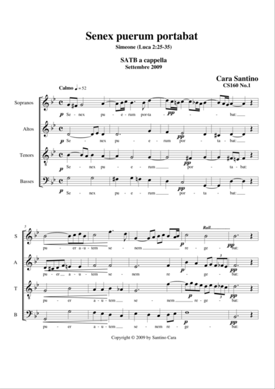 CS160 No.1_Senex puerum portabat - Sacred Motet for Choir SATB a cappella 4-Part scores gallery preview page 1