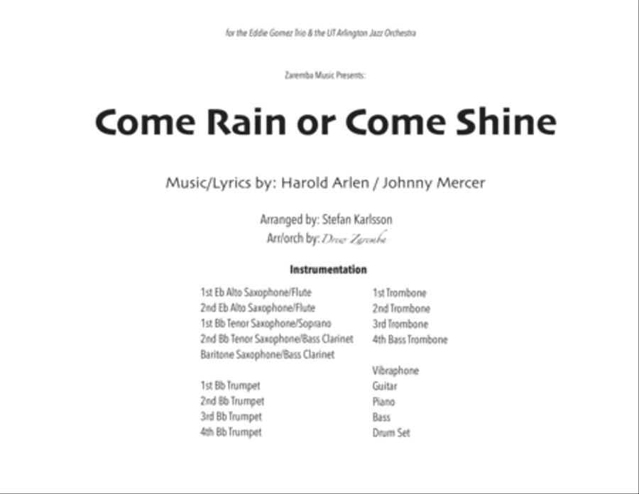 Come Rain Or Come Shine Large Ensemble scores gallery preview page 1