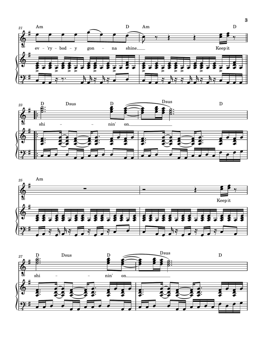 Shinin' On Shinin' On Piano, Vocal, Guitar scores gallery preview page 4