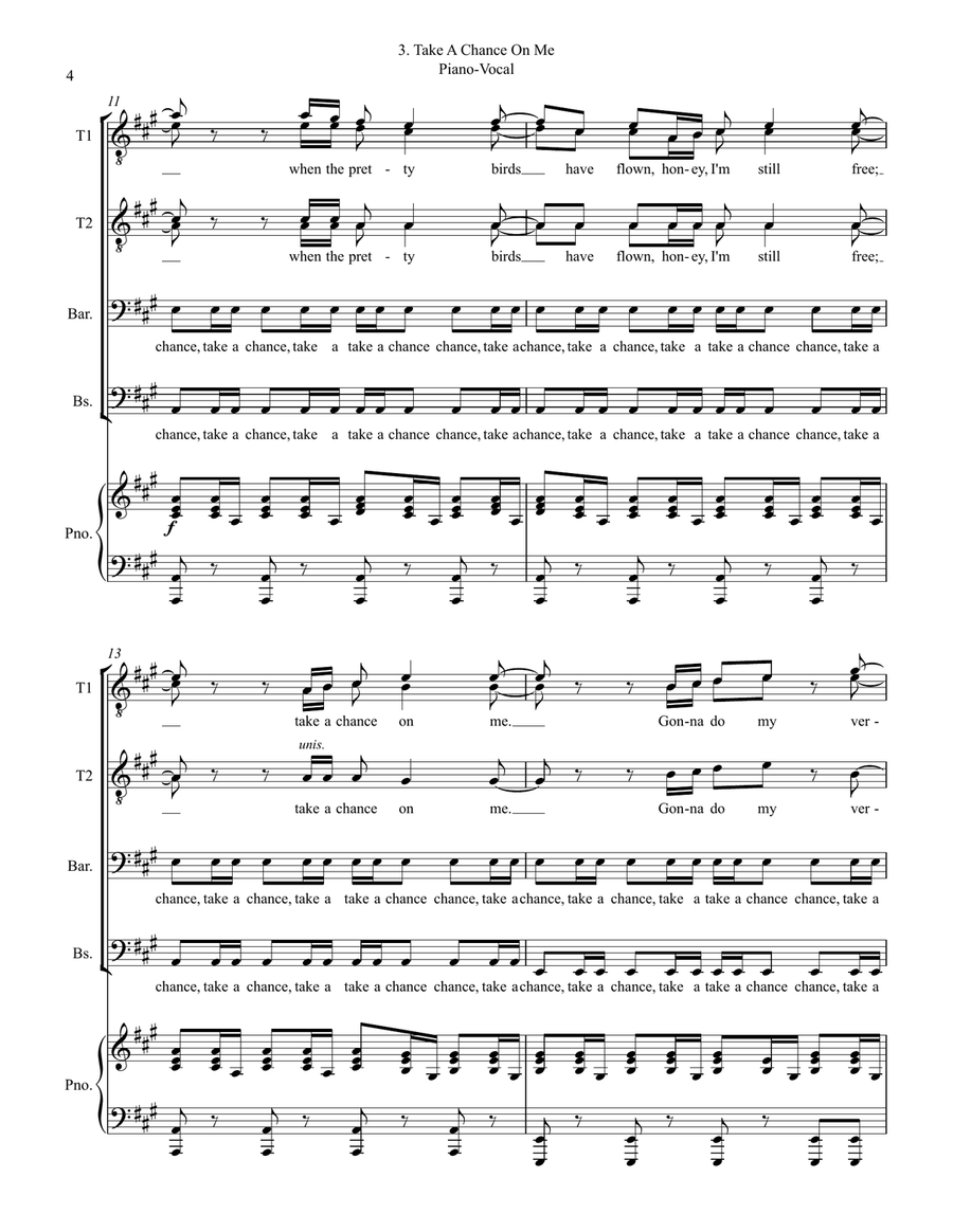 Take A Chance On Me TTBB scores gallery preview page 4