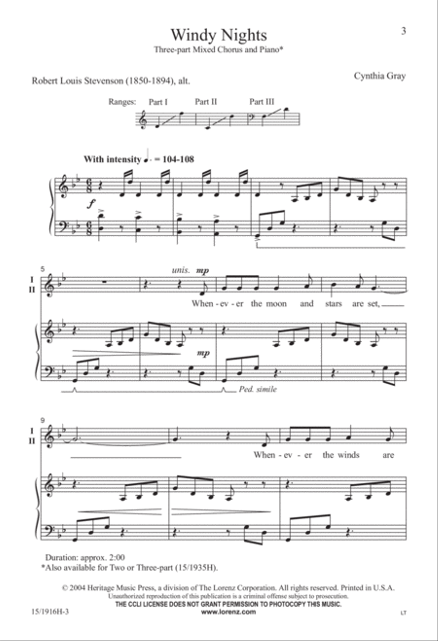 Windy Nights 3-Part scores gallery preview page 4