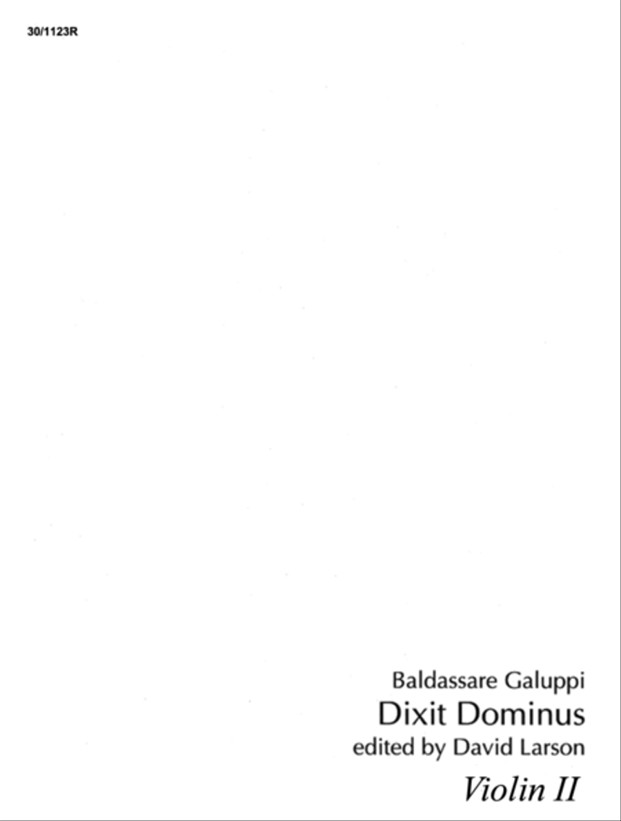 Dixit Dominus - Violin II by Baldassare Galuppi Violin - Sheet Music
