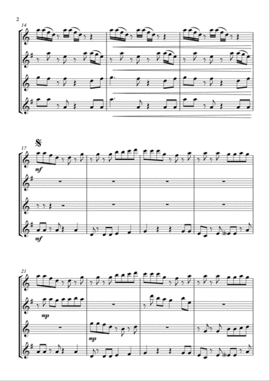 Take On Me Woodwind Quartet scores gallery preview page 2