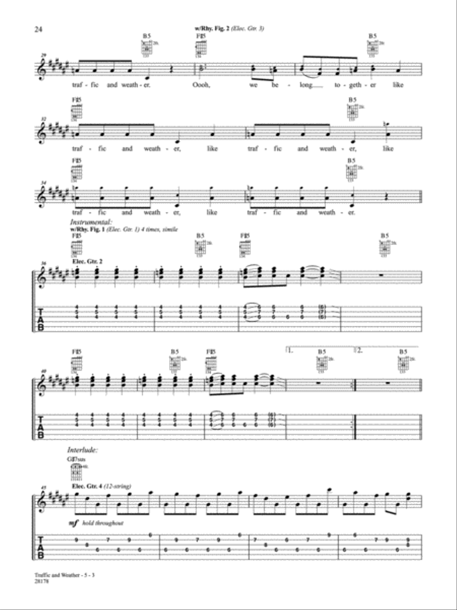 Traffic And Weather Guitar Tablature scores gallery preview page 3