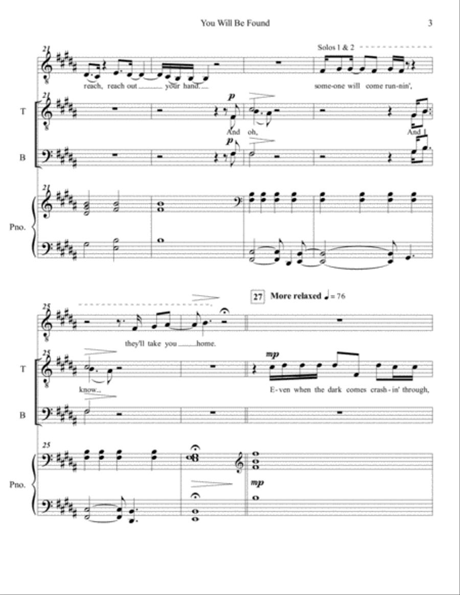 You Will Be Found TTBB scores gallery preview page 3