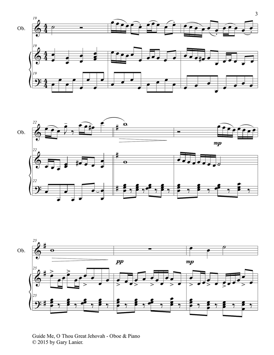 GUIDE ME, O THOU GREAT JEHOVAH (Duet – Oboe and Piano/Score and Parts) Woodwind Duet scores gallery preview page 4