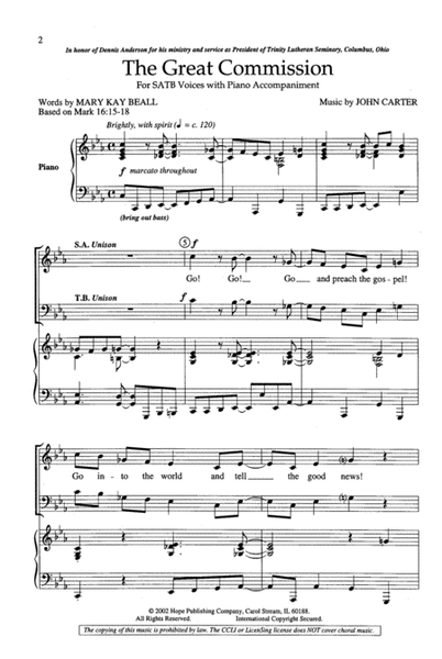 The Great Commission by John Carter Choir - Sheet Music