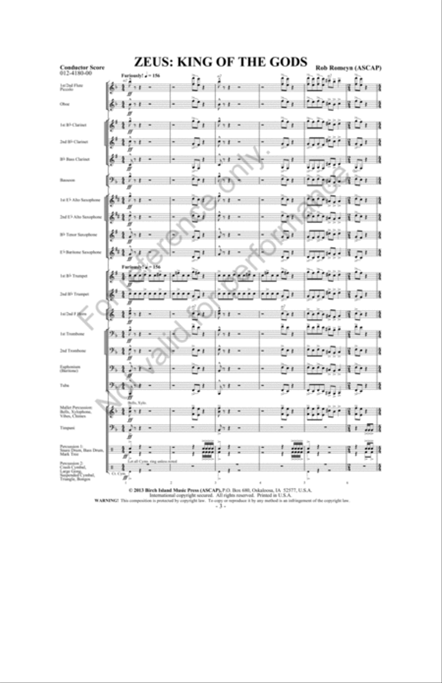 Zeus: King Of The Gods Concert Band scores gallery preview page 2