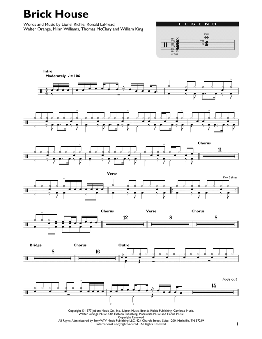 Brick House Drum Set scores gallery preview page 1