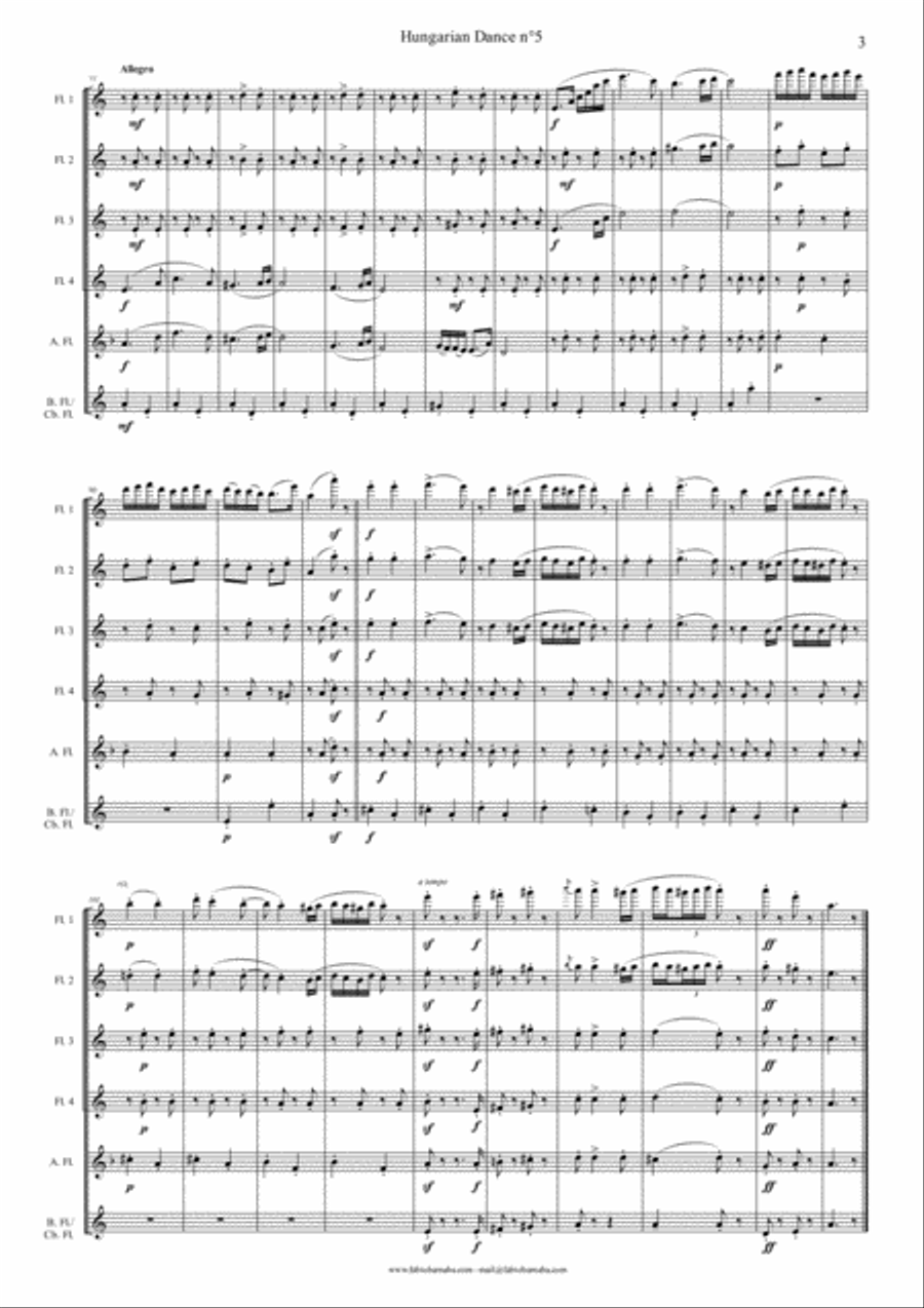 Hungarian Dance n°5 - for Flute Choir Flute Choir scores gallery preview page 4