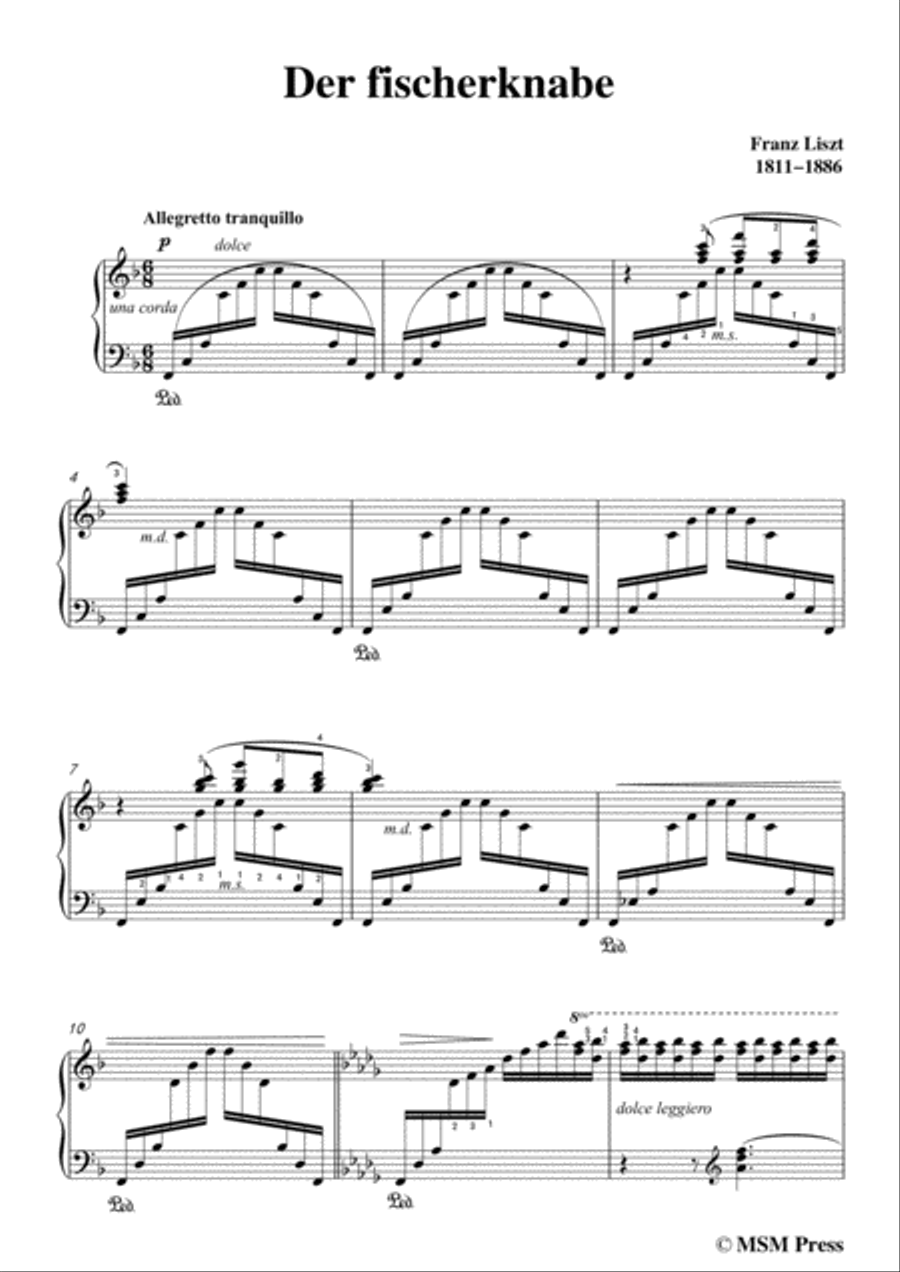 Liszt-Der fischerknabe in F Major,for Voice and Piano Voice Solo scores gallery preview page 3