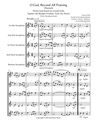 O God, Beyond All Praising (Thaxted) (Bb) (Saxophone Quintet - 2 Alto, 2 Tenor, 1 Bari) (Tenor lead)