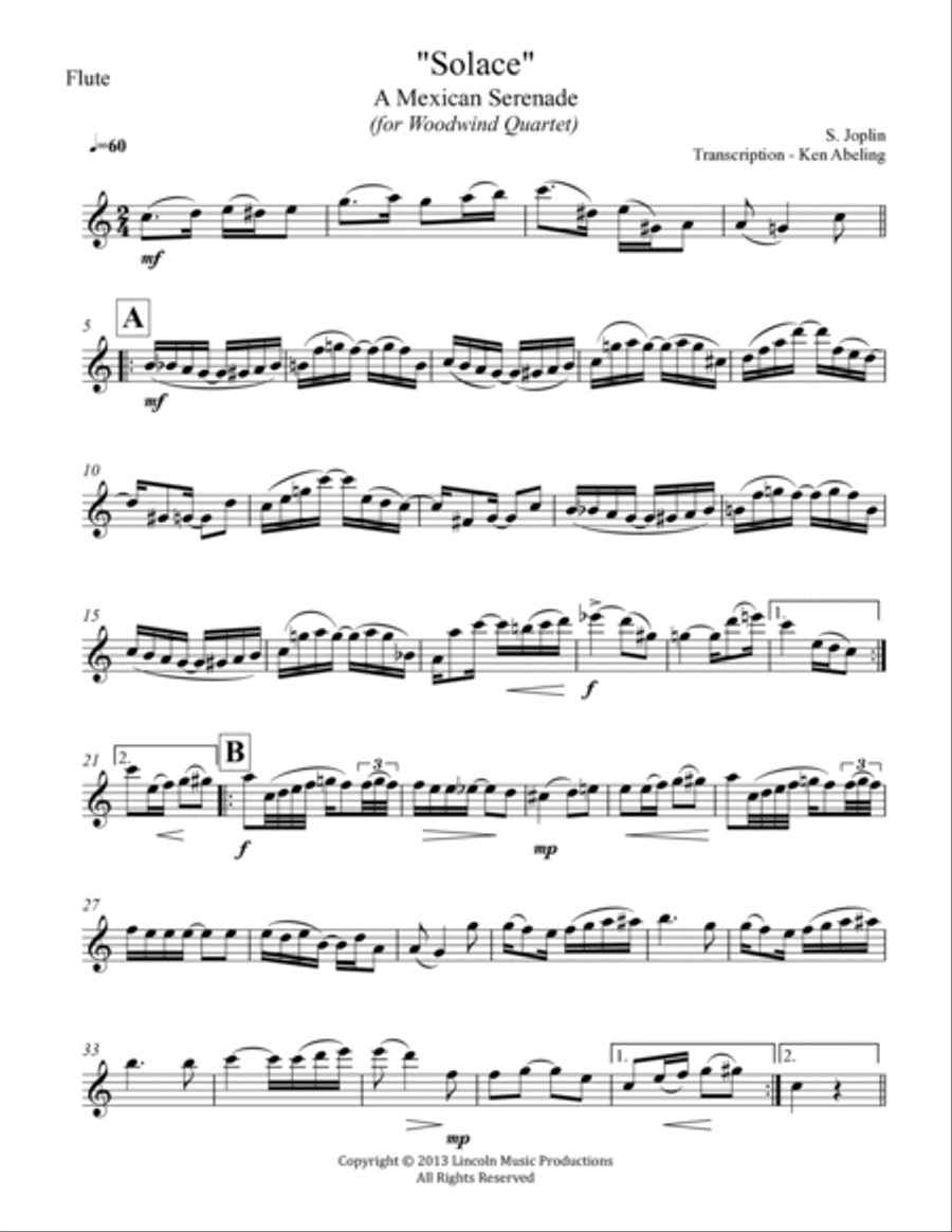 Joplin - “Solace” - A Mexican Serenade (for Woodwind Quartet) Joplin - “Solace” - A Mexican Serenade (for Woodwind Quartet) Woodwind Quartet scores gallery preview page 6