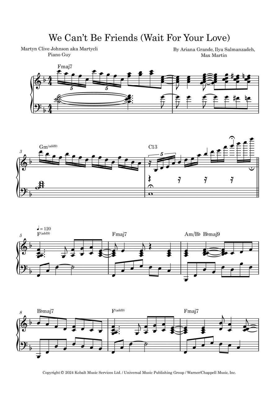 We Can't Be Friends (Wait For Your Love) Piano Method scores gallery preview page 1