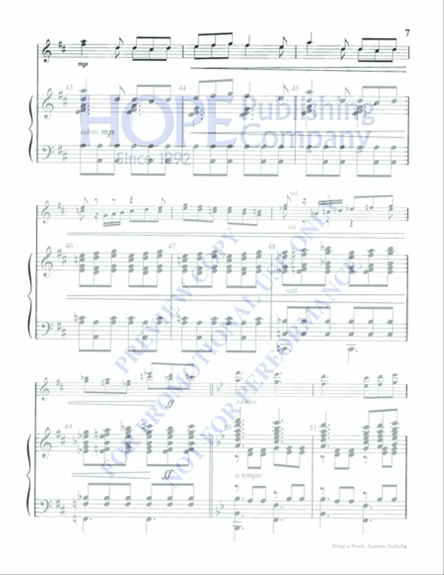 Bring a Torch, Jeanette Isabella 5-Octaves scores gallery preview page 7