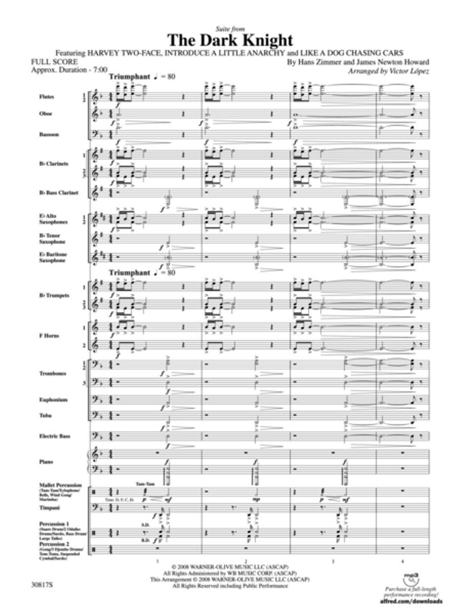 Suite from The Dark Knight (score only) Concert Band scores gallery preview page 2