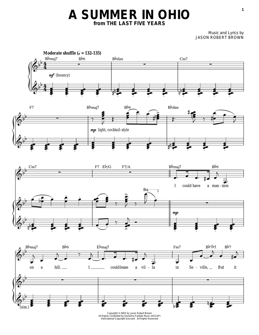 A Summer In Ohio (from The Last 5 Years) Guitar scores gallery preview page 1