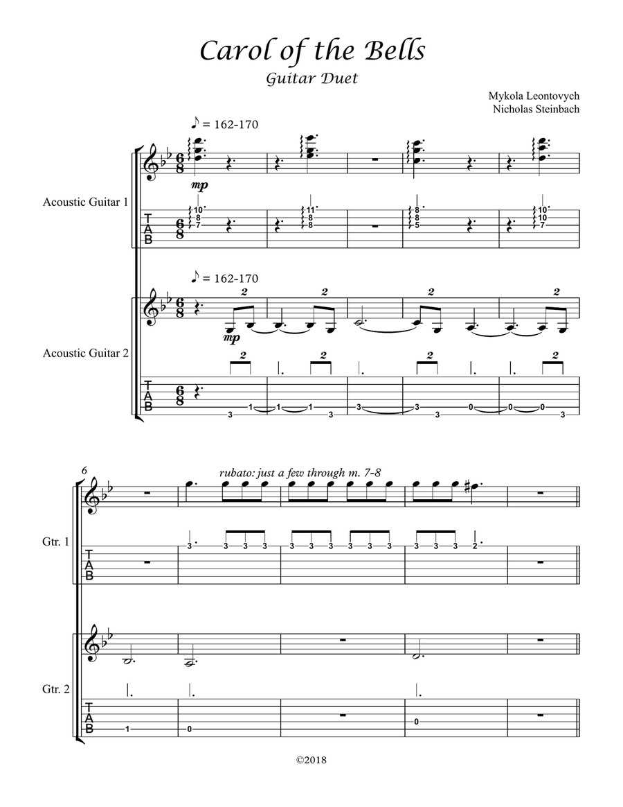 Carol of the sales bells classical guitar