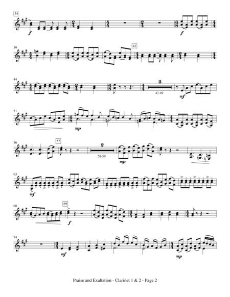 Praise And Exaltation - Bb Clarinet 1,2