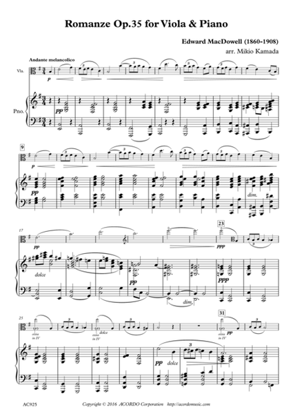 Romanze Op.35 for Viola & Piano image number null
