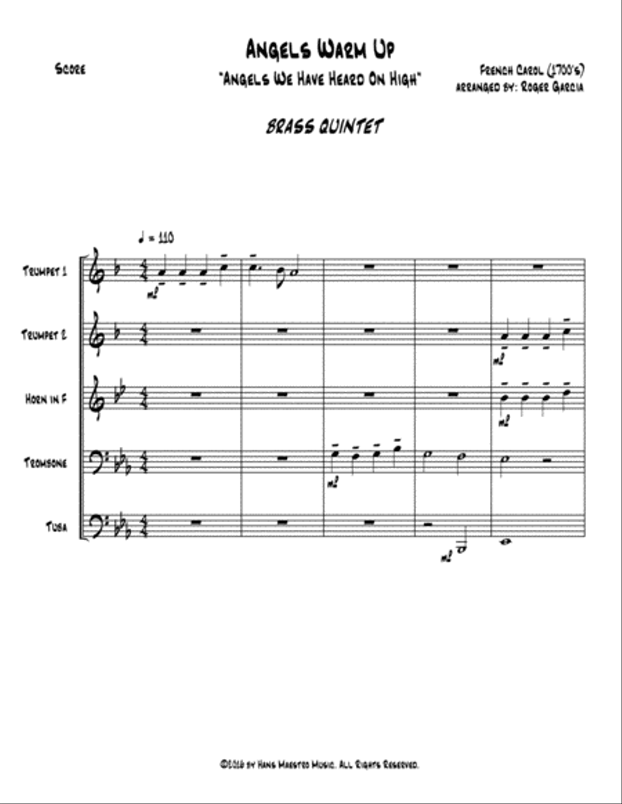 Angels Warm Up (Angels We Have Heard On High) Brass Ensemble scores gallery preview page 2