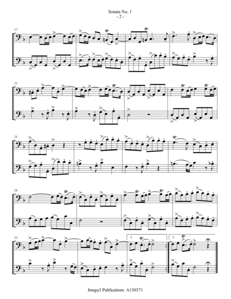 Loeillet: Six Sonatas Op. 5 No. 2 Complete for Contrabassoon Duo image number null