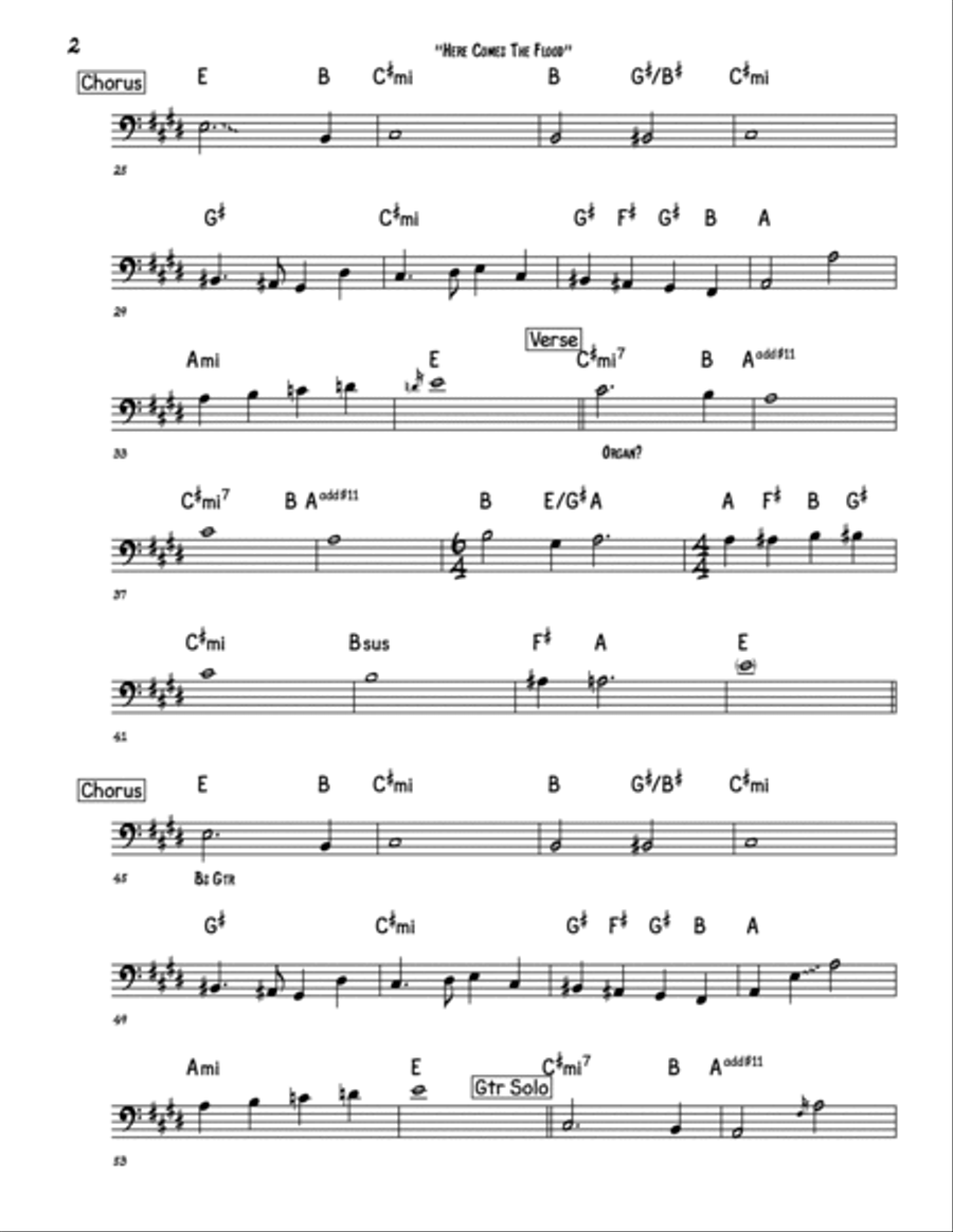 Here Comes The Flood Bass Guitar scores gallery preview page 2