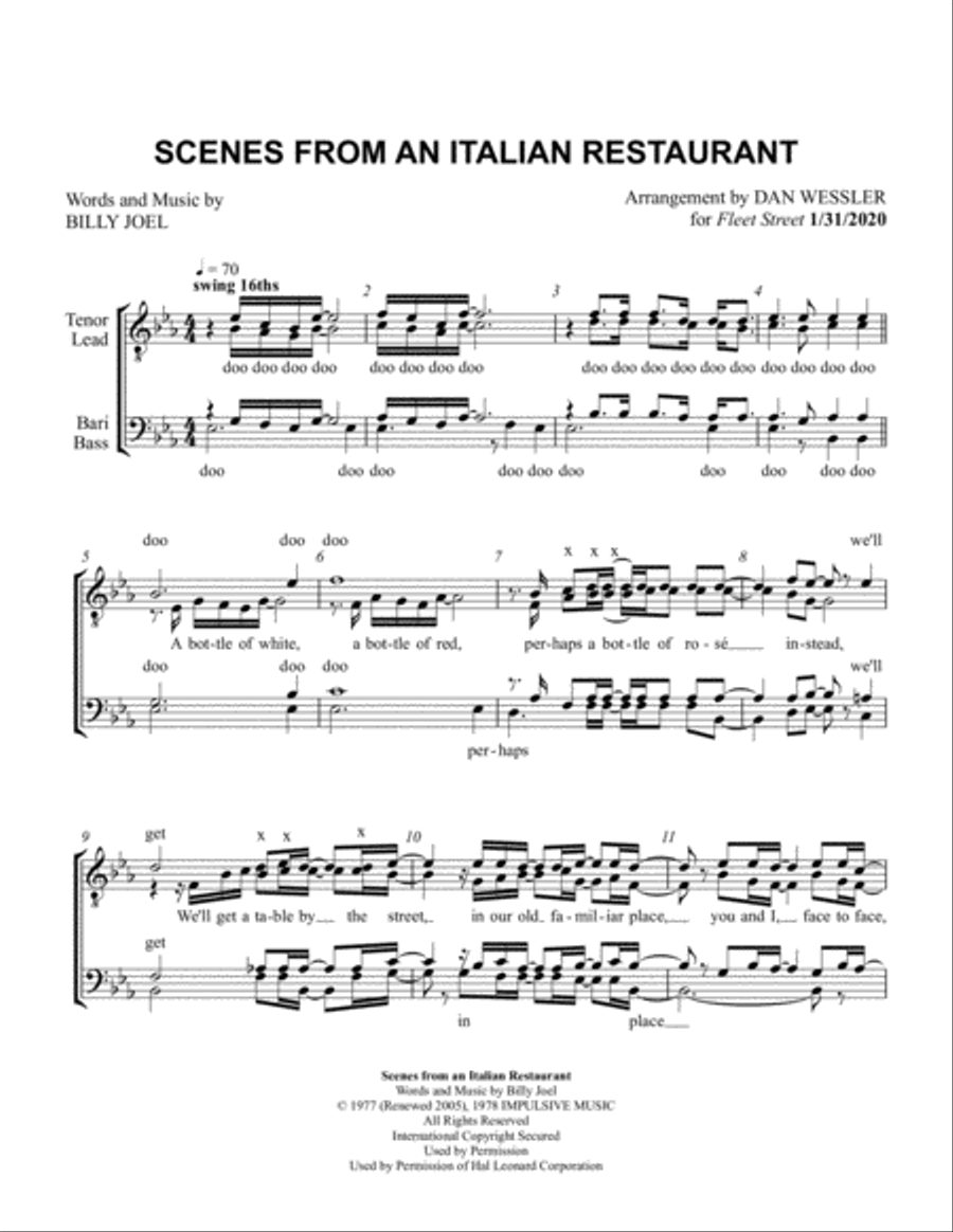 Scenes From An Italian Restaurant TTBB scores gallery preview page 1
