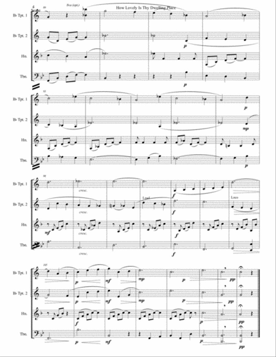 How Lovely Is Thy Dwelling Place- Abridged and Arranged for Brass Quartet Brass Quartet scores gallery preview page 5