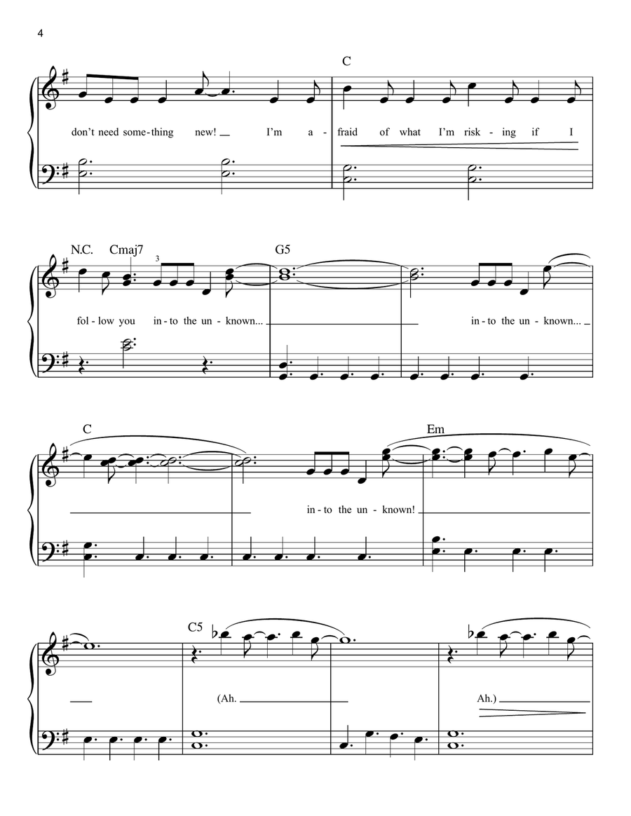 Into The Unknown (from Disney's Frozen 2) Easy Piano scores gallery preview page 4