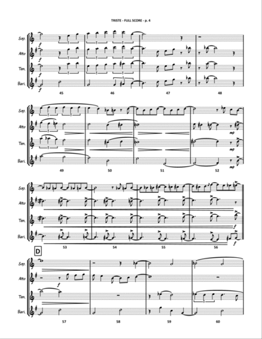 Triste Saxophone Quartet scores gallery preview page 5