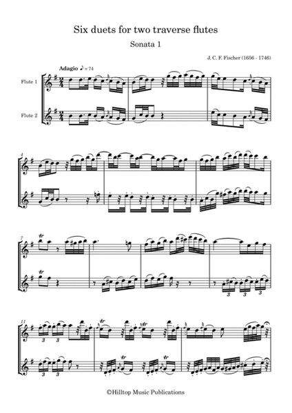 Fischer J. C. F Six Duets for two flutes image number null