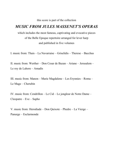 Manon: Introduction Act 2 et Adieu de Manon - for Lever Harp image number null