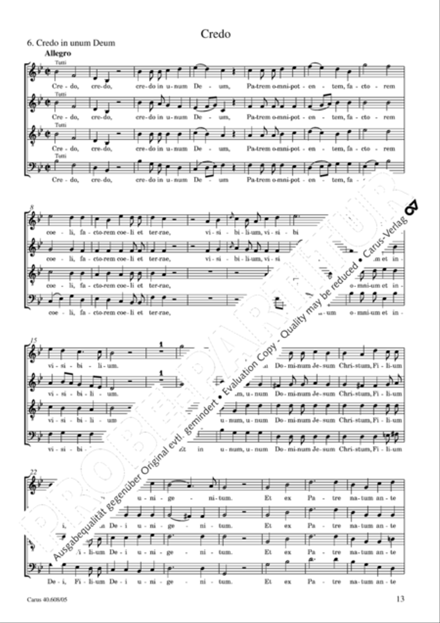 Missa Sancti Bernardi von Offida in B 4-Part scores gallery preview page 14