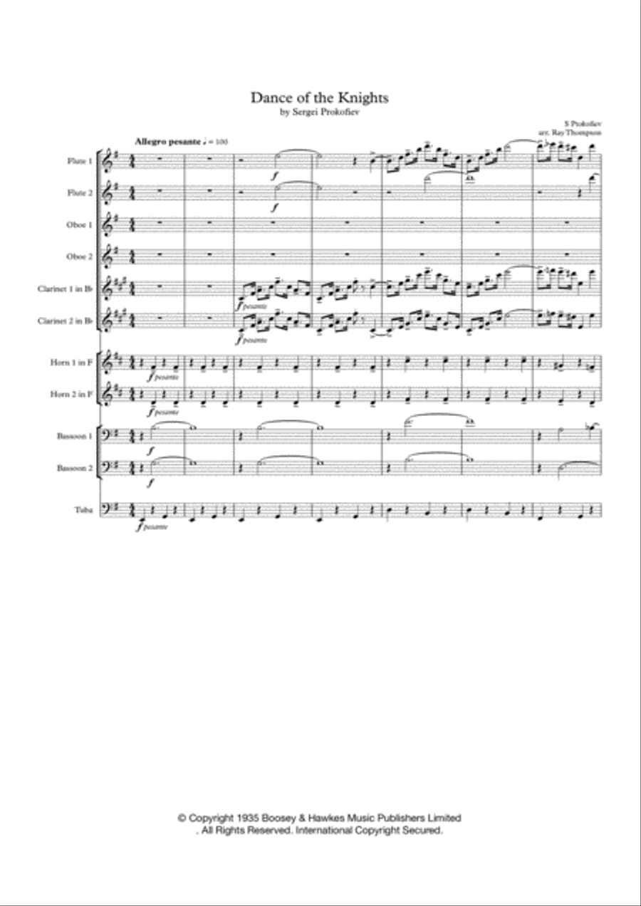 Dance Of The Knights Woodwind Quintet scores gallery preview page 1
