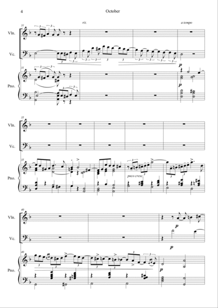 October : Autumn song (from The Seasons) Piano Trio scores gallery preview page 4