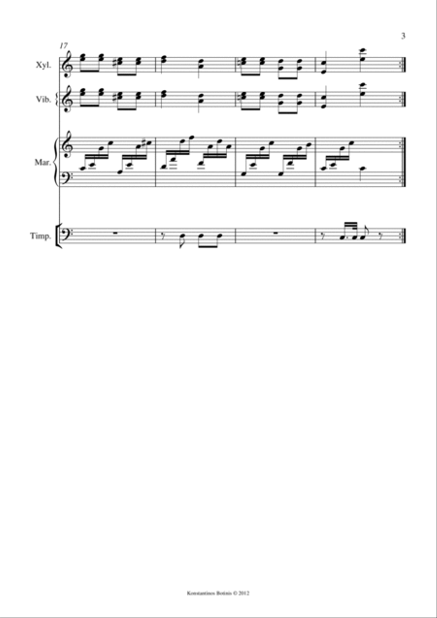 J.Kuffner Andante for percussion quartet Percussion scores gallery preview page 3