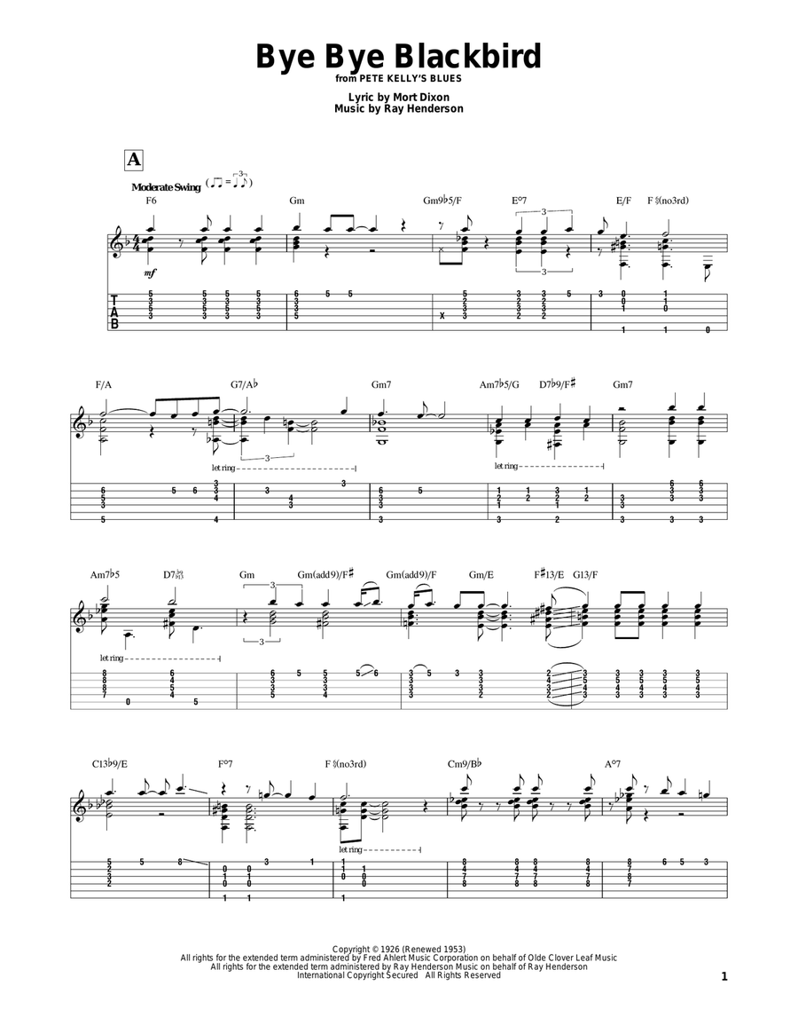 Bye Bye Blackbird Bye Bye Blackbird Electric Guitar scores gallery preview page 1