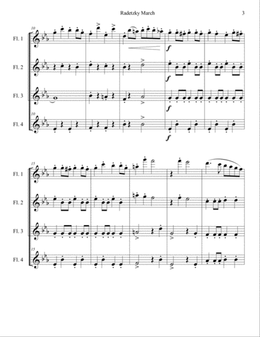 Radetzky March for Flute Quartet Flute Quartet scores gallery preview page 3