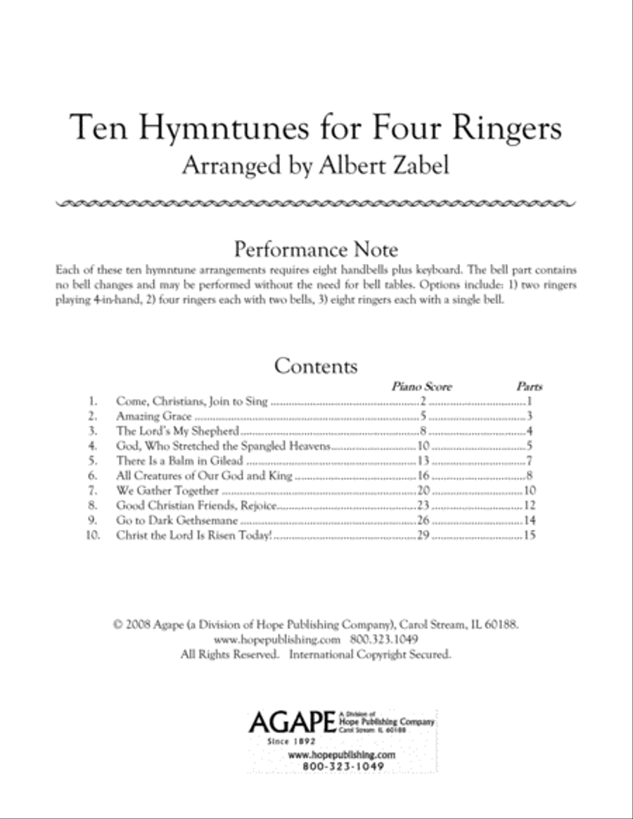 Ten Hymntunes for Four Ringers Handbell Choir scores gallery preview page 2