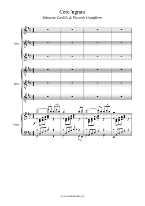 Core 'Ngrato Choral 6-part arrangement with piano accompaniment