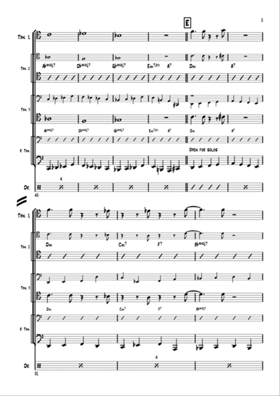Jazz variation on Fugue in G minor Brass Ensemble scores gallery preview page 5