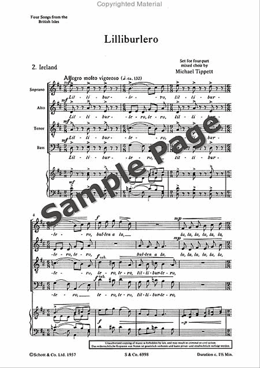 Lilliburlero Lilliburlero 4-Part scores gallery preview page 3