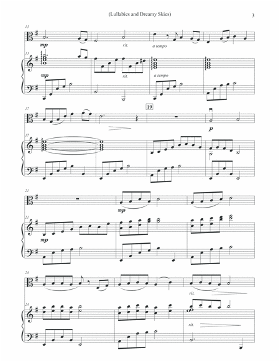 Lullabies and Dreamy Skies - Viola & Piano Viola scores gallery preview page 3