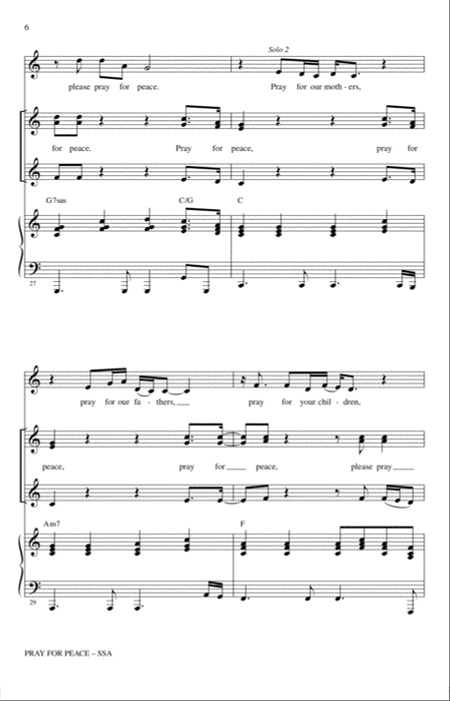 Pray For Peace SSA scores gallery preview page 5